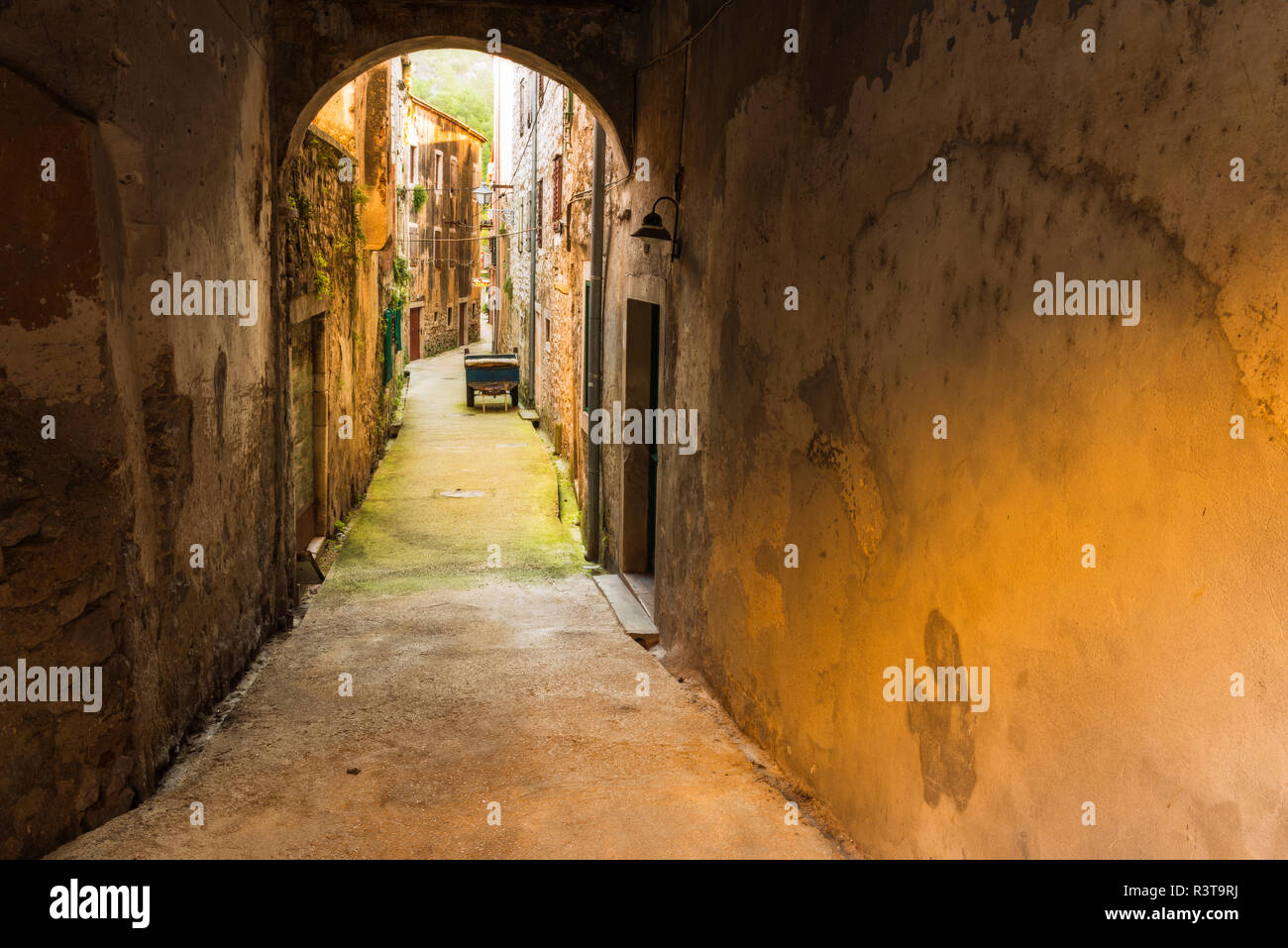 Ruelle et maisons, Skradin, Dalmatie, Croatie Banque D'Images