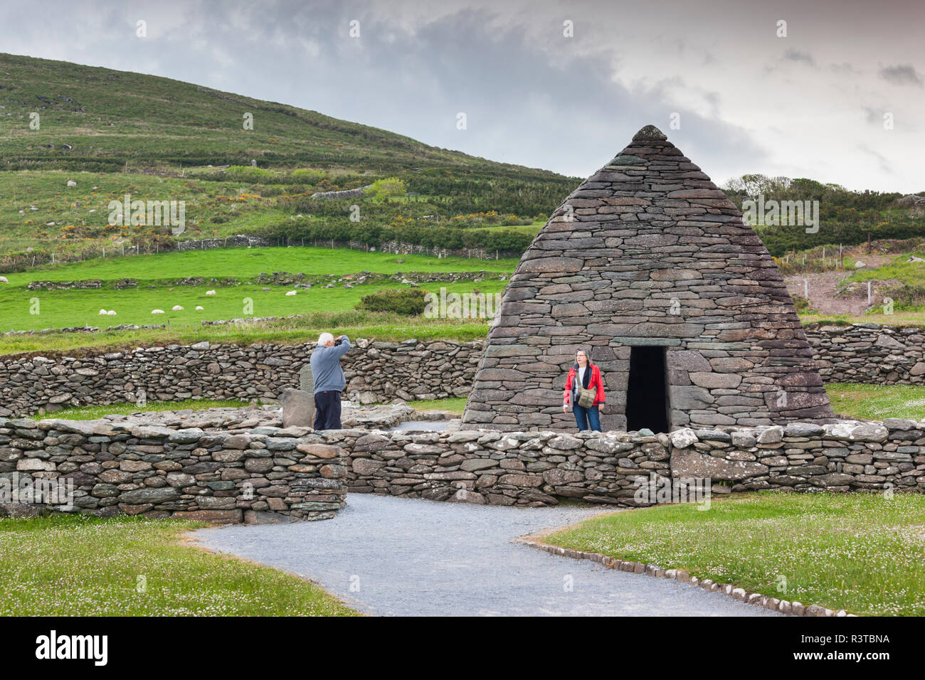 L'Irlande, le comté de Kerry, péninsule de Dingle, Gallarus Ballyferriter, observatoire, première église chrétienne, AD 800 Banque D'Images