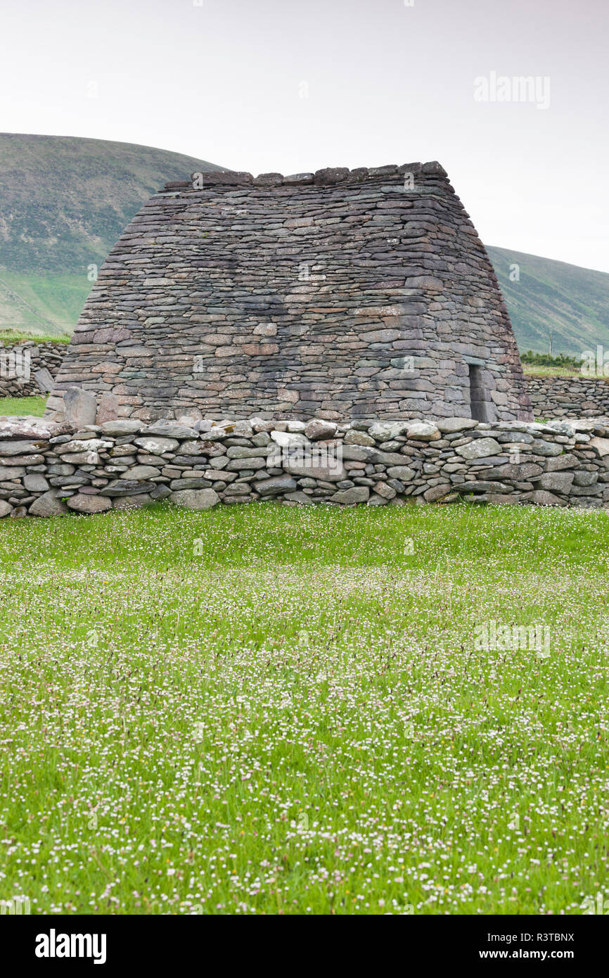 L'Irlande, le comté de Kerry, péninsule de Dingle, Gallarus Ballyferriter, observatoire, première église chrétienne, AD 800 Banque D'Images