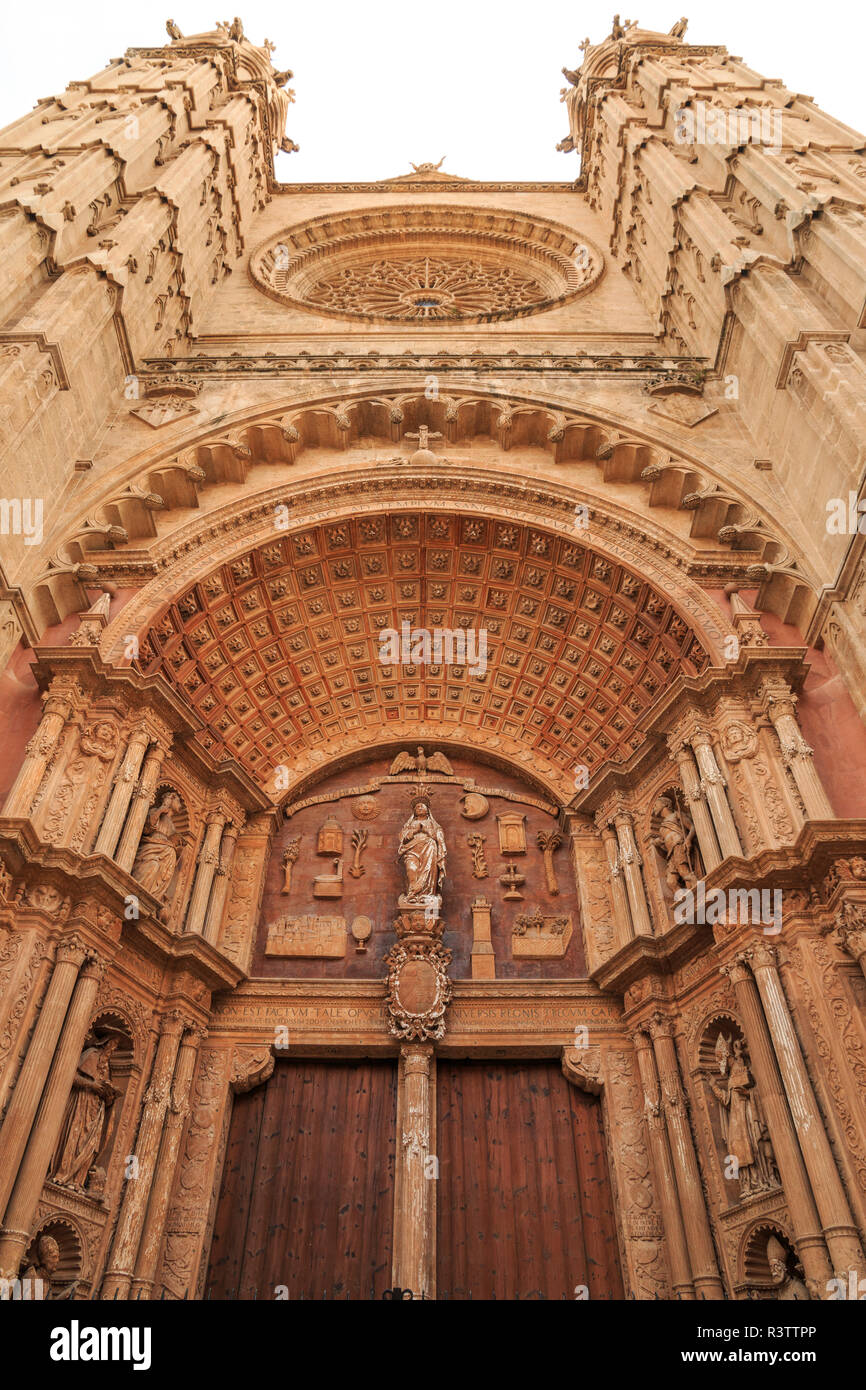 L'Espagne, Îles Baléares, Majorque, Palma de Majorque. La Seu, la cathédrale gothique. Banque D'Images