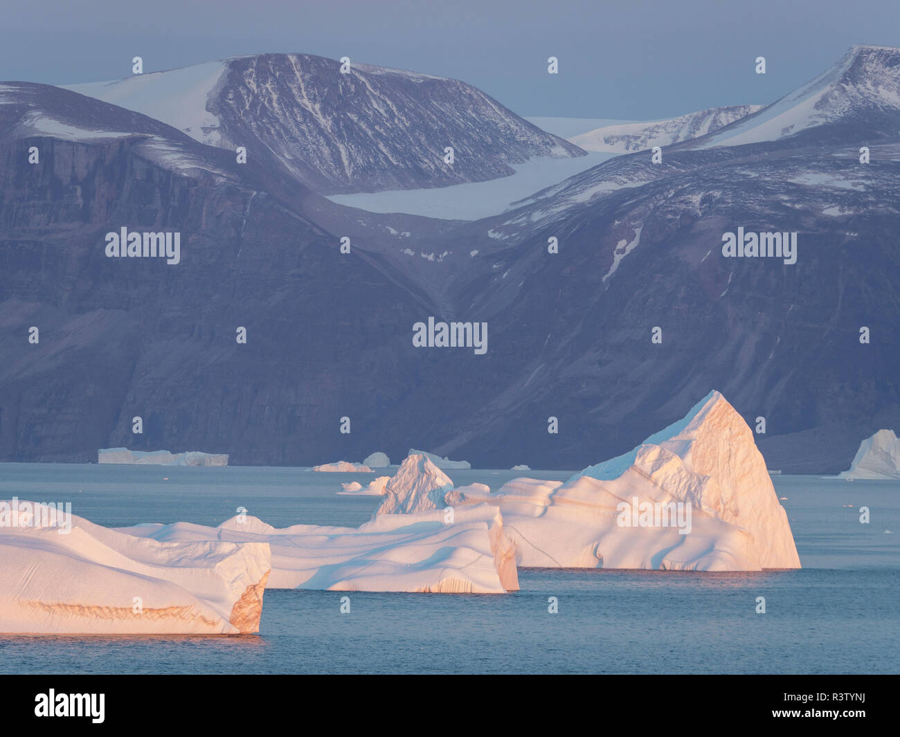 Les icebergs dans le fjord d'Uummannaq, dans le nord-ouest du Groenland, Danemark Banque D'Images