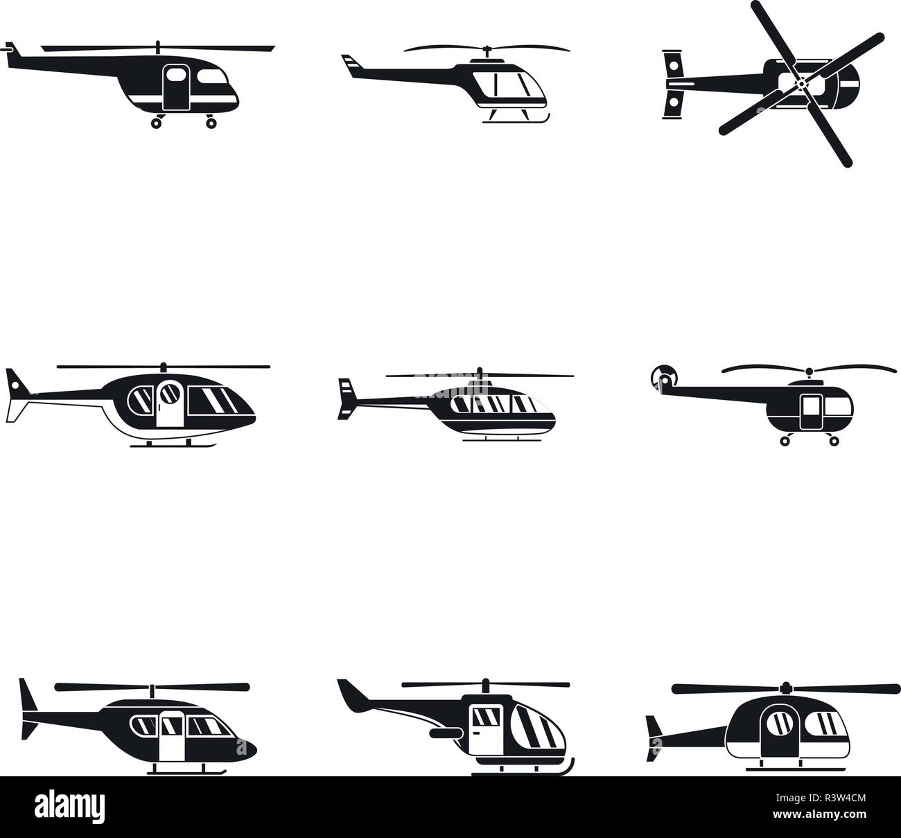 Avions militaires hélicoptères icons set du broyeur. Illustration simple de 9 avions militaires hélicoptères vector icons du broyeur pour le web Illustration de Vecteur