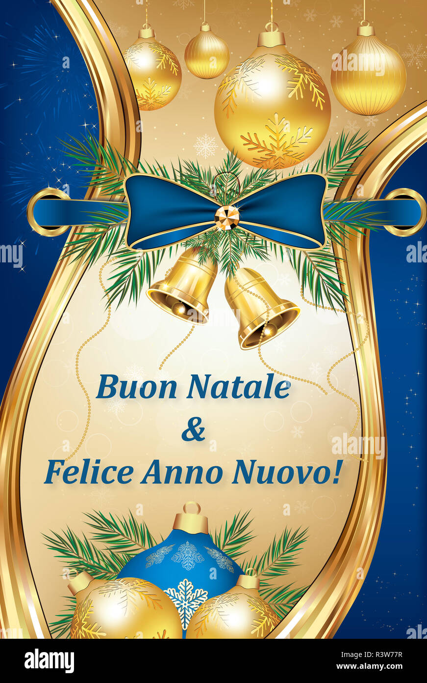 Carte de vœux italien avec un design classique. Traduction de texte : Bonne Année ! Banque D'Images