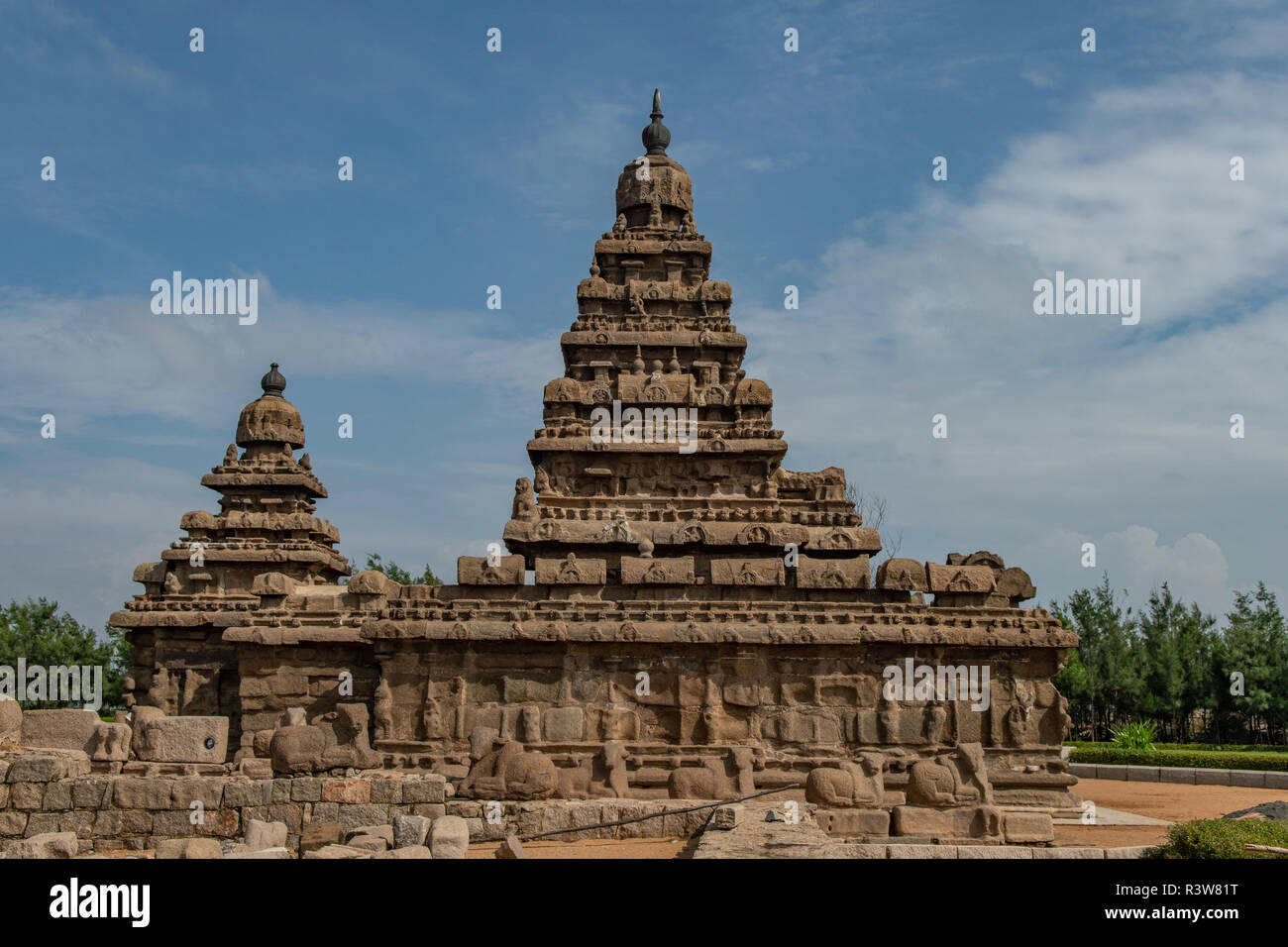 Shore Temple, Mamallapuram, Tamil Nadu, Inde Banque D'Images