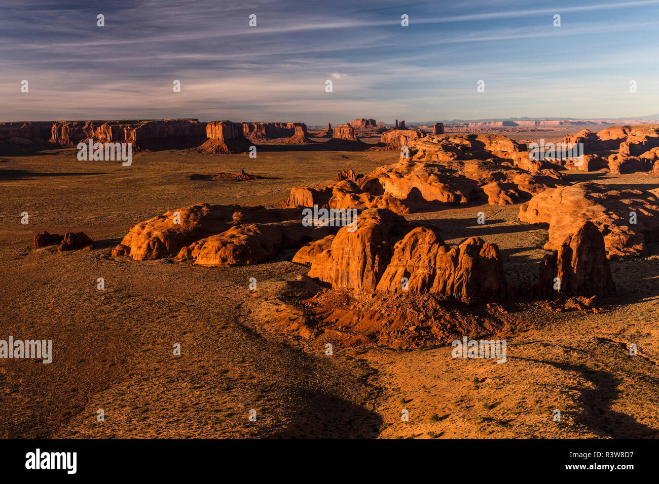 Monument Valley vu de Hunts Mesa, Arizona Banque D'Images