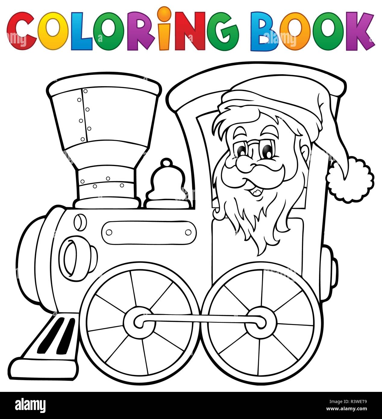 Livre de coloriage locomotive Noël 1 Banque D'Images