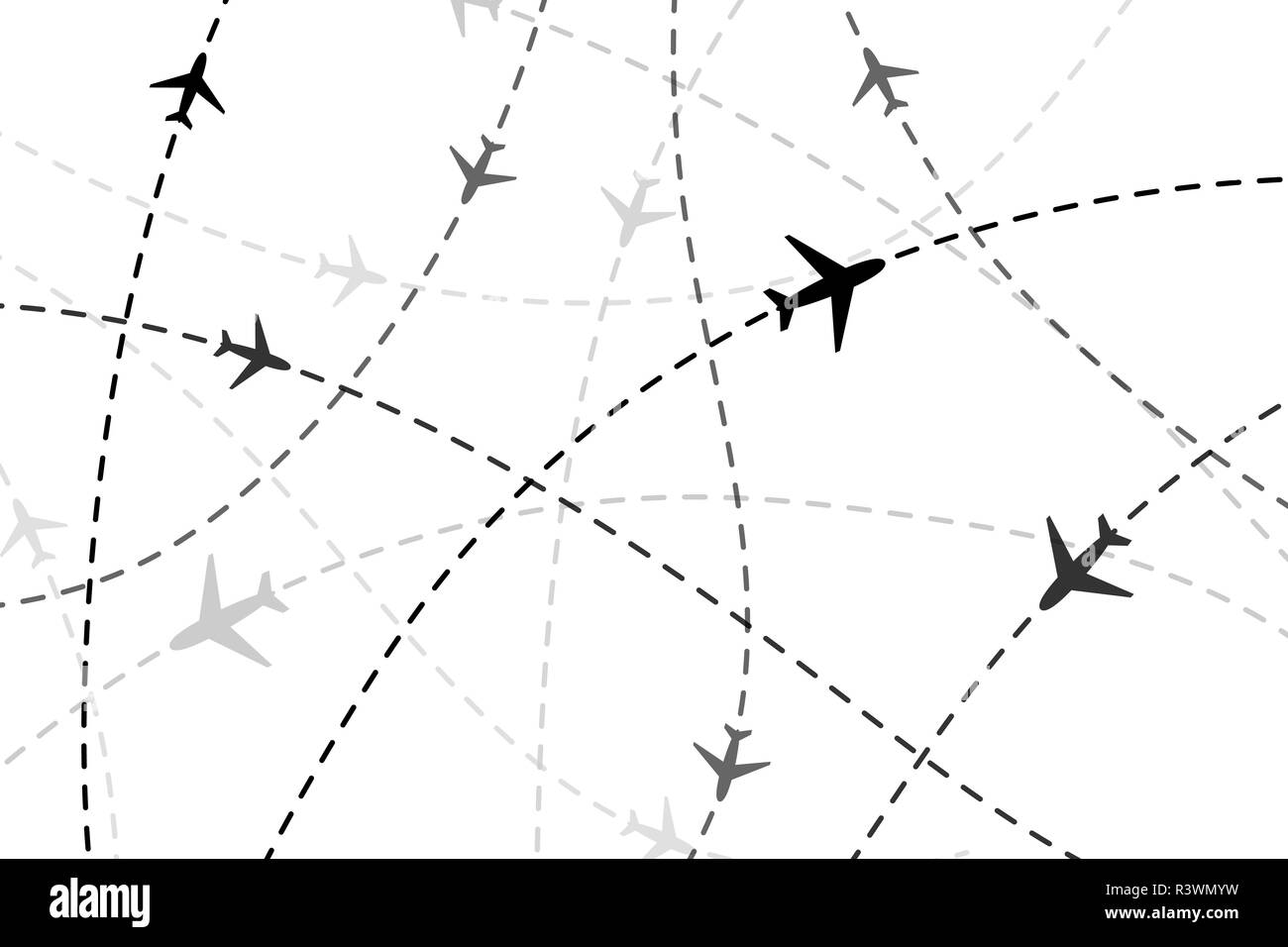 Beaucoup de plans sur les traces en pointillés noirs sur fond blanc Illustration de Vecteur