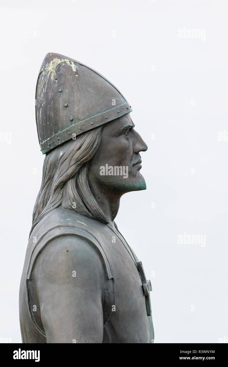 Statue de Leif Eriksson, norrois découvreur de l'Amérique du Nord. Le règlement Qassiarsuk, probablement le vieux Brattahlid, la maison d'Erik le Rouge. Banque D'Images