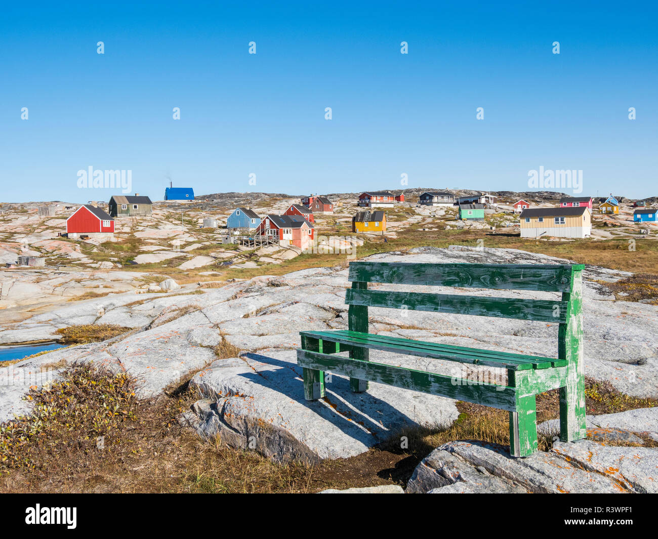 Oqaatsut village Inuit (autrefois appelé Rodebay) situé dans la baie de Disko, Groenland, Danemark Banque D'Images