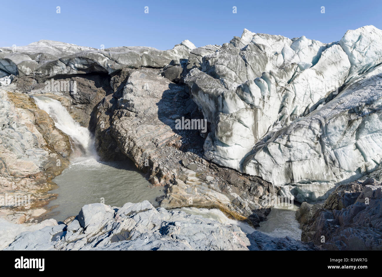Terminus du Glacier Russell proche de l'inlandsis du Groenland près de Kangerlussuaq. Le Groenland, Danemark Banque D'Images