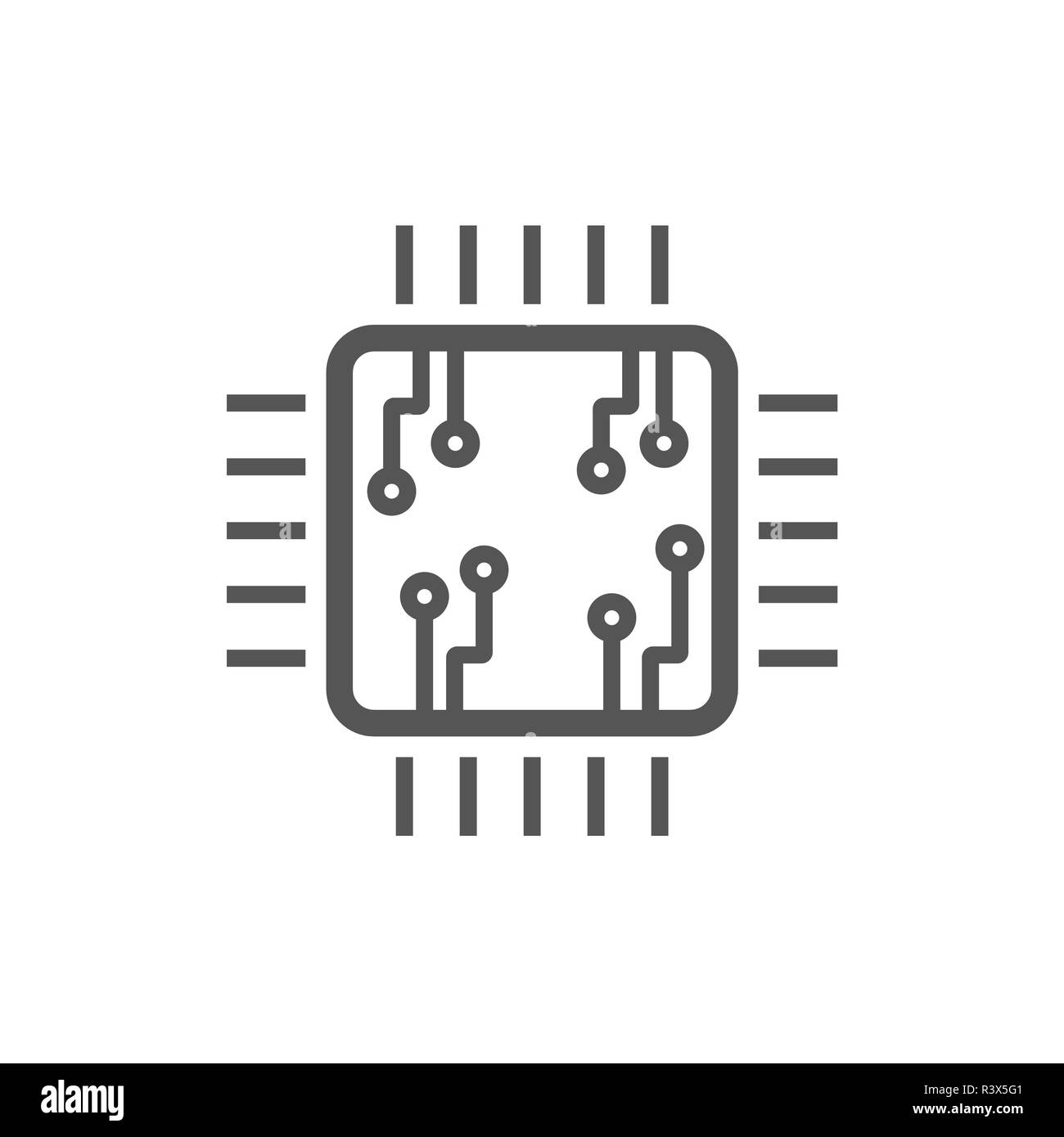 Icône style télévision Ordinateur avec processeur de microcircuits. Illustration de Vecteur