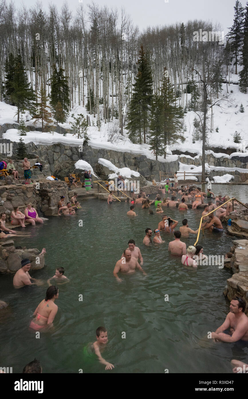 Strawberry Park Hot Springs, Steamboat Springs, Colorado, États-Unis Banque D'Images