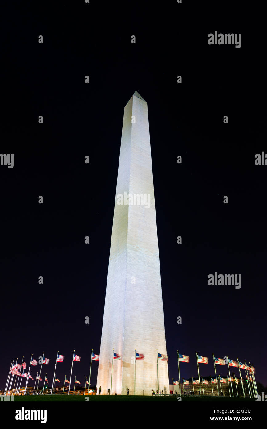 Le Washington Monument la nuit, Washington DC, USA Banque D'Images