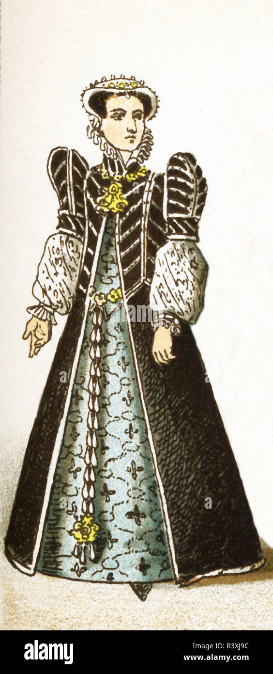La figure représentée ici Catherine de Médicis, qui est mort en 1589. Catherine fut qui a été reine de France de 1547 jusqu'en 1559, par mariage avec le roi Henri II. Cette illustration dates pour 1882. Banque D'Images