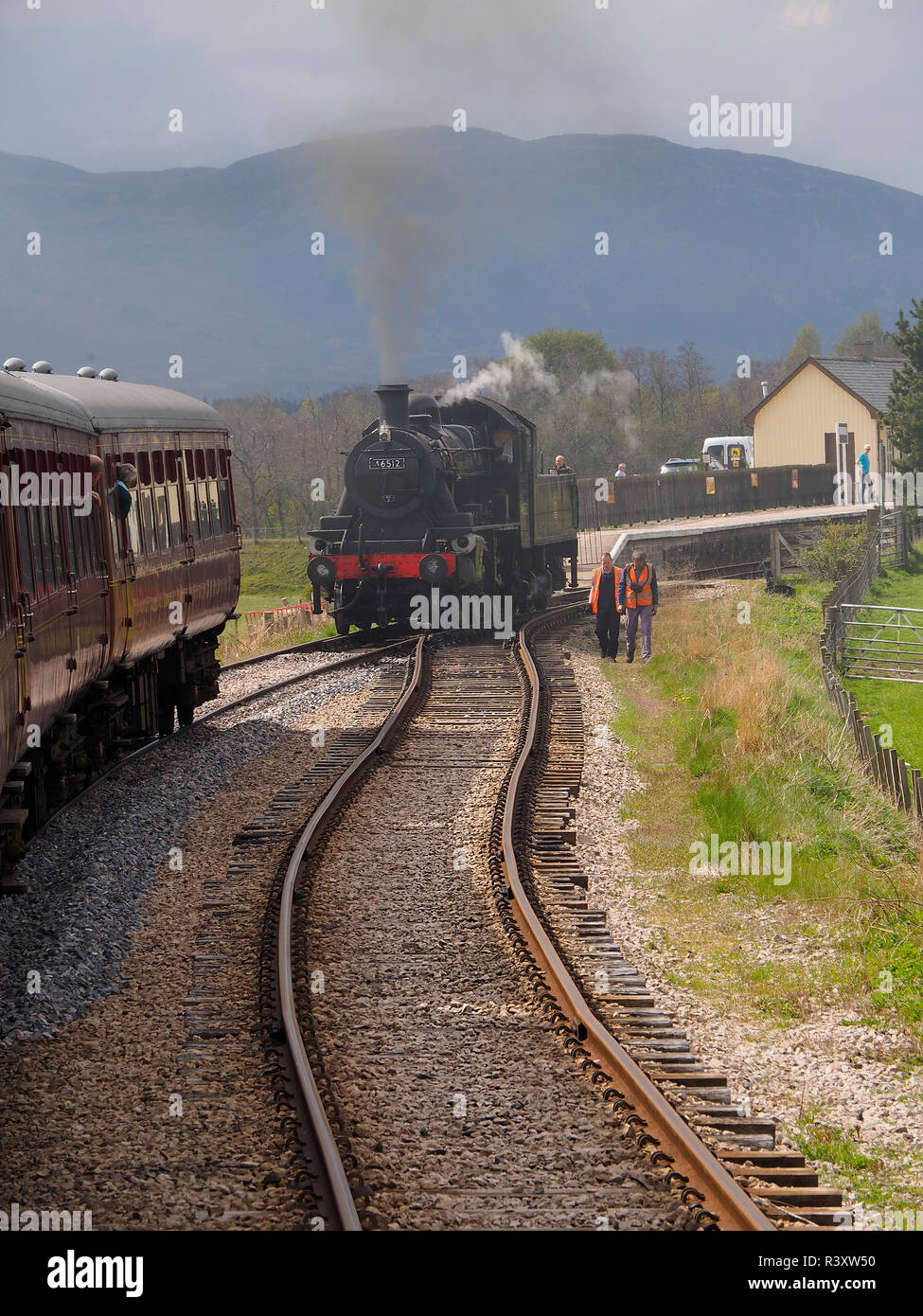 Bateau du train à vapeur Garten Scotland et de la gare Banque D'Images