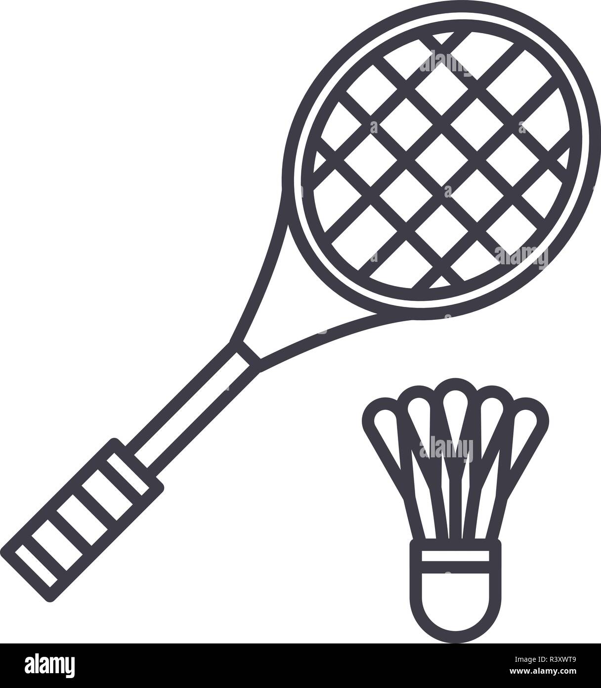 L'icône de la ligne de Raquette Badminton concept. Raquette Badminton  linéaire vector illustration, symbole, d'un signe Image Vectorielle Stock -  Alamy