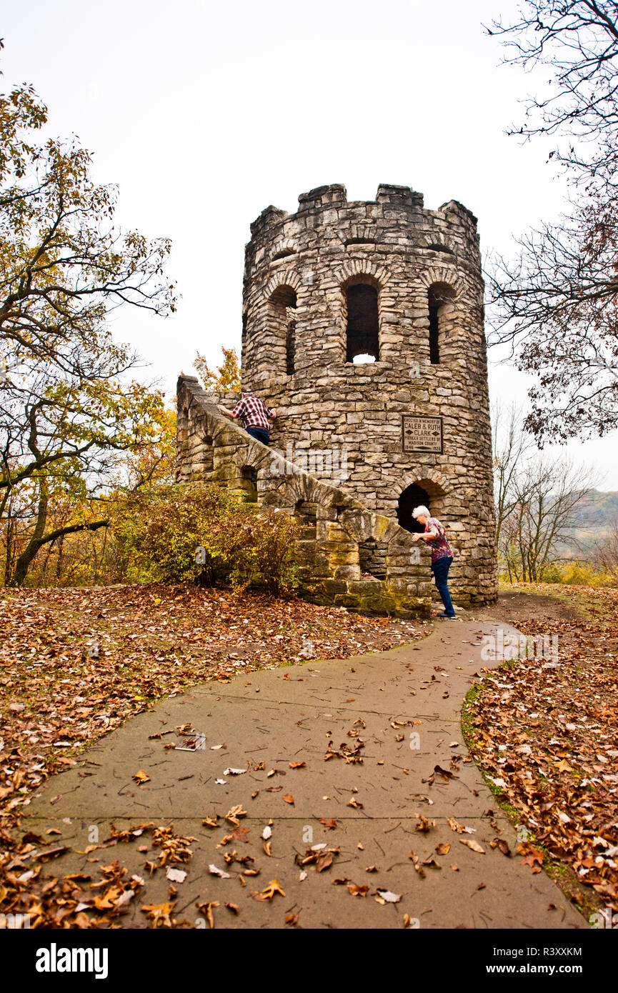 États-unis, l'Iowa, Winterset City Park. Le Château construit à la mémoire de Caleb et Ruth Clark pionniers du comté de Madison Banque D'Images