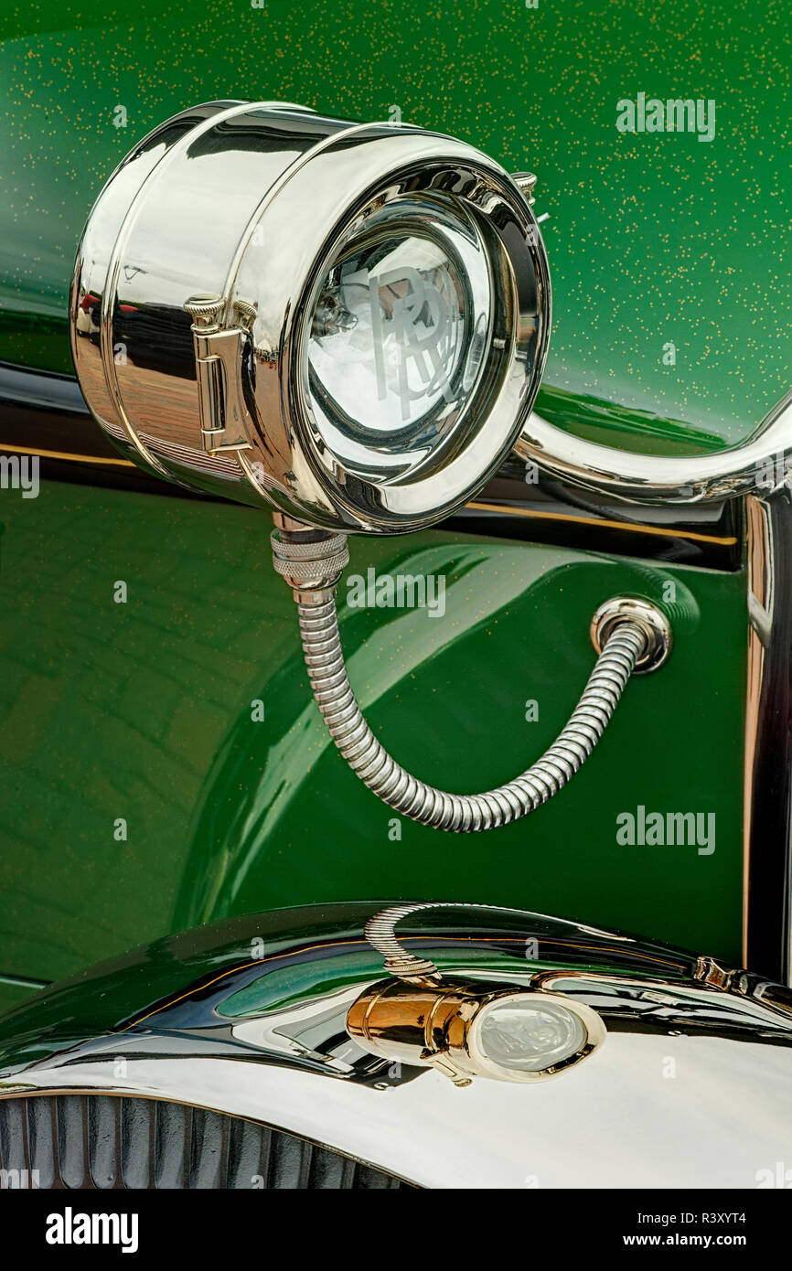 Lampe Coach, 1930 Rolls Royce Phantom 1 Springfield, Concours d'elégance, Louisville, Kentucky Banque D'Images