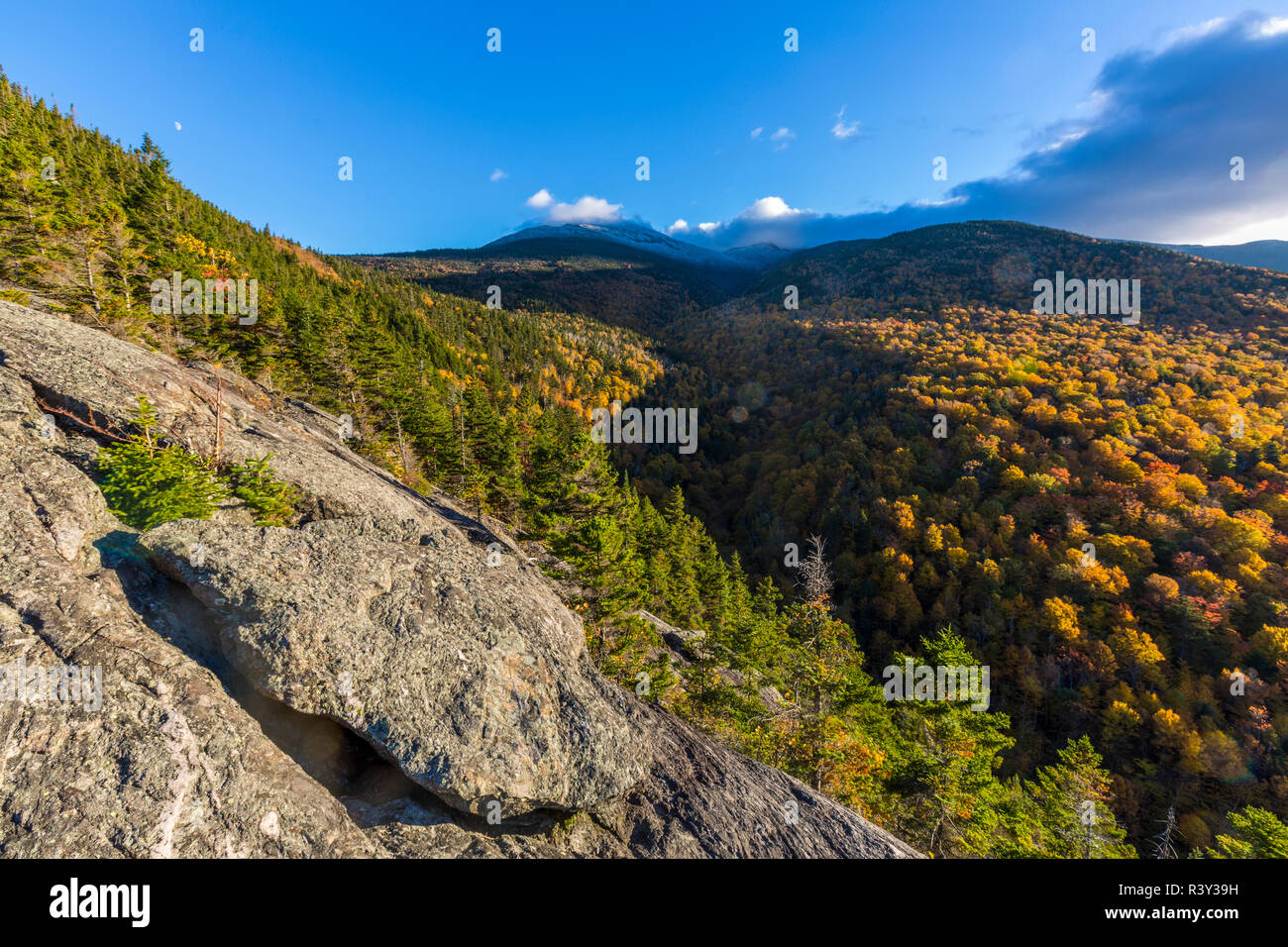 Feuillage d'automne sur le mont Madison à New Hampshire White Mountain National Forest. Vue du Dome Rock. Banque D'Images