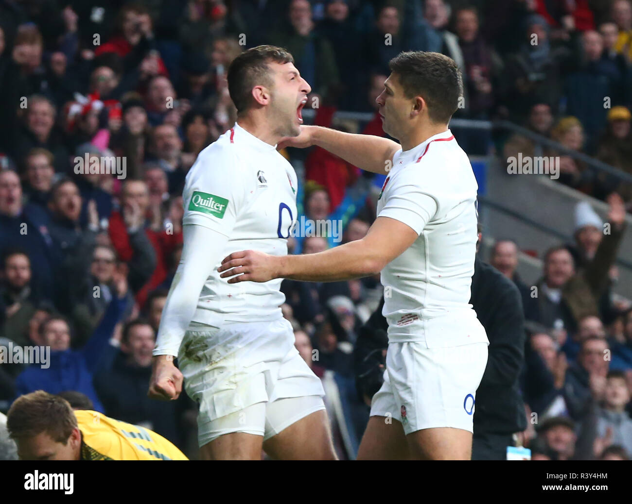 Londres, Royaume-Uni, 24 novembre, 2018 Jonny peut d'Angleterre célèbre sa essayer pendant 183 International entre l'Angleterre et l'Australie à Twickenham , , Londres, Angleterre le 24 Nov 2018. Action Crédit photo : Action Crédit C Sport Sport Foto/Alamy Live News Banque D'Images Londres, Royaume-Uni, 24 novembre, 2018 Jonny peut d'Angleterre célèbre sa essayer pendant 183 International entre l'Angleterre et l'Australie à Twickenham , , Londres, Angleterre le 24 Nov 2018. Action Crédit photo : Action Crédit C Sport Sport Foto/Alamy Live News Banque D'Images
