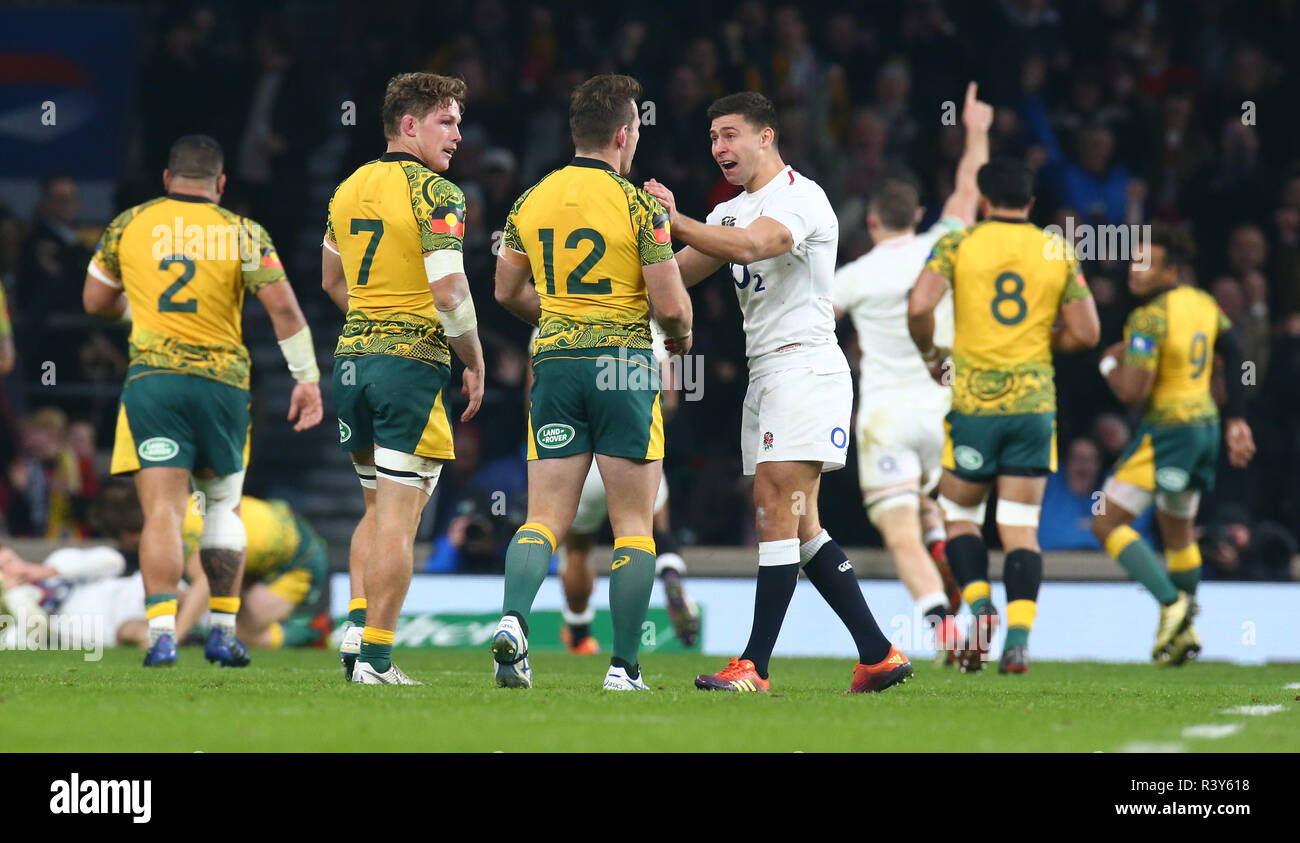 Londres, Royaume-Uni, 24 novembre 2018 Ben Youngs de l'Angleterre célèbre en Angleterre, essayez avec l'Australie à'Omua pendant 183 International entre l'Angleterre et l'Australie à Twickenham , , Londres, Angleterre le 24 Nov 2018. Action Crédit photo : Action Crédit C Sport Sport Foto/Alamy Live News Banque D'Images Londres, Royaume-Uni, 24 novembre 2018 Ben Youngs de l'Angleterre célèbre en Angleterre, essayez avec l'Australie à'Omua pendant 183 International entre l'Angleterre et l'Australie à Twickenham , , Londres, Angleterre le 24 Nov 2018. Action Crédit photo : Action Crédit C Sport Sport Foto/Alamy Live News Banque D'Images