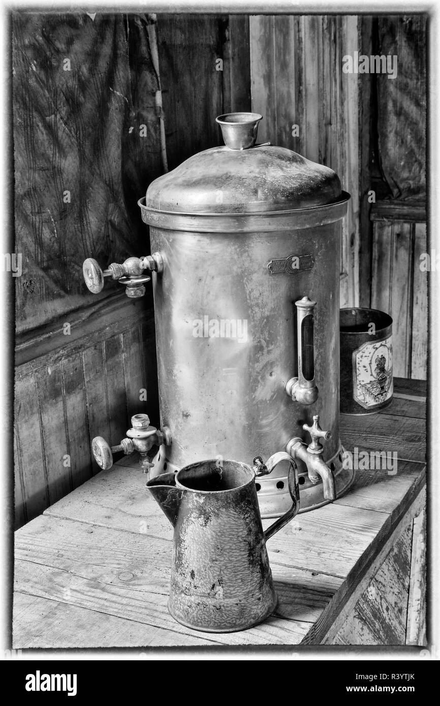 Garnet Ghost Town old coffee pot en cuisine de l'hôtel Banque D'Images