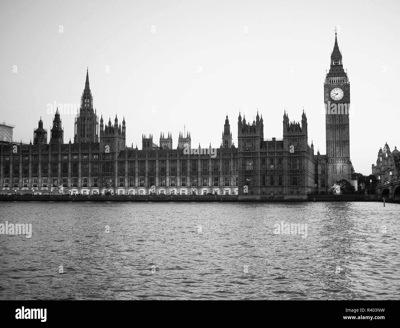 Le noir et blanc Chambres du Parlement à Londres Banque D'Images