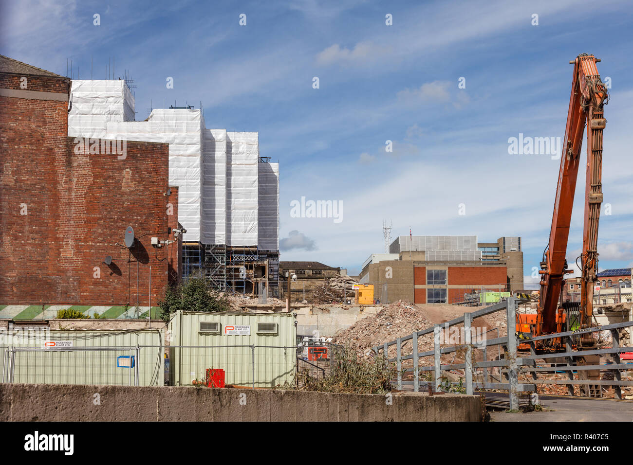 Château de démolition, l'échange du marché Street, Sheffield, Royaume-Uni Banque D'Images