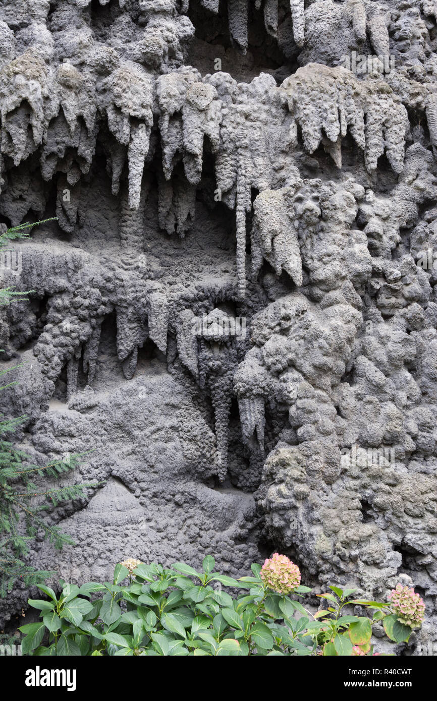 La stalactite artificiel mur de stuc de chaux au début de l'époque baroque, le jardin Wallenstein construit avec le palais Wallenstein, de 1623 à 1630 à Prague Banque D'Images