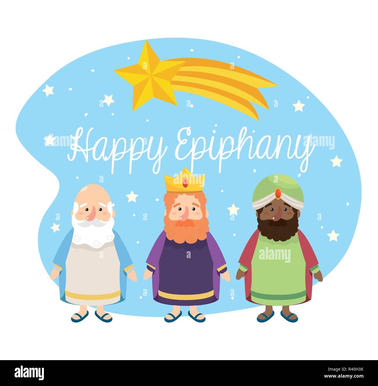 Des étoiles filantes et magiciens rois à l'épiphanie vector illustration Illustration de Vecteur
