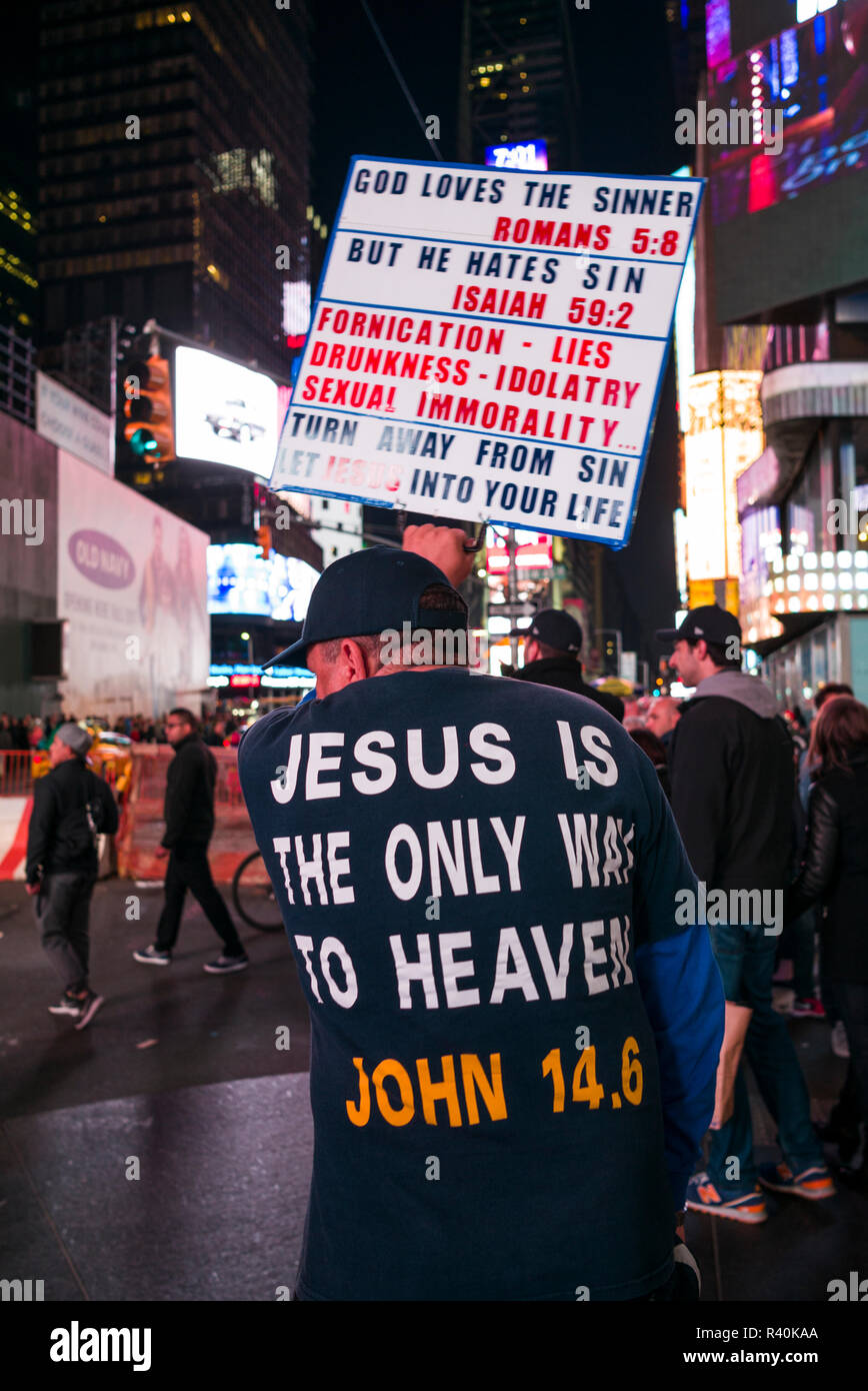 USA, New York, Manhattan, Times Square personne religieuse Banque D'Images