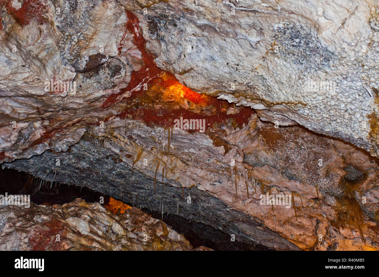 USA, Dakota du Sud, Custer, Jewel Cave National Monument, visite panoramique de soude, stalactites de paille Banque D'Images