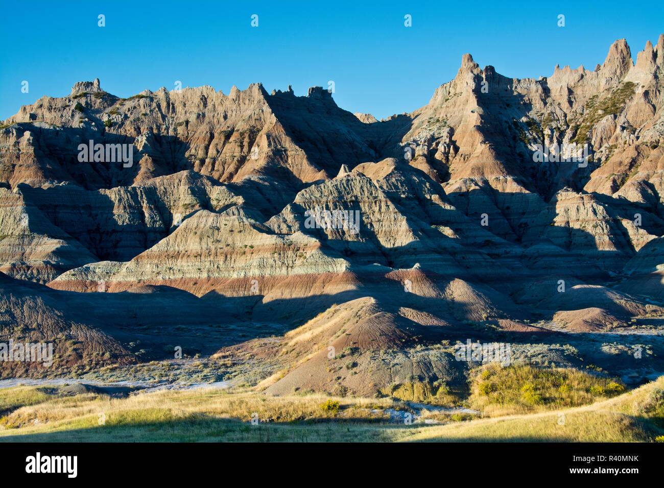 Matin, Badlands Loop Road, Badlands National Park, South Dakota, USA Banque D'Images