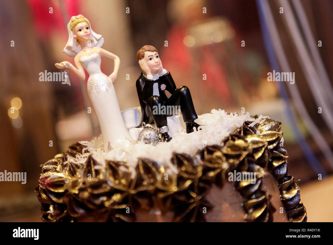 Mariage d'humour morbide cake toppers, Santa Fe, Nouveau Mexique, USA. Banque D'Images