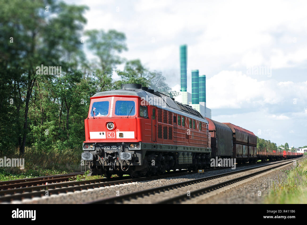 Locomotive diesel class 232 exploité par DB Rail, Duisburg-Wanheim, Rhénanie du Nord-Westphalie, Allemagne. Banque D'Images