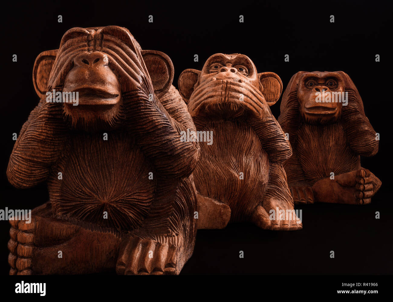 Trois Singes sages Banque D'Images