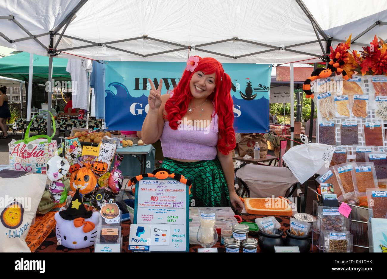 Le capitaine Cook, Hawaii - Le marché vert pur de Kona. Banque D'Images