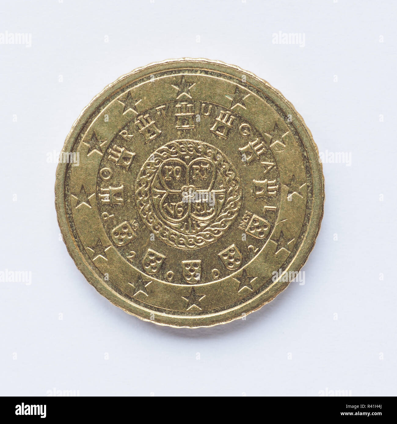 Pièce de 50 cents portugais Banque D'Images