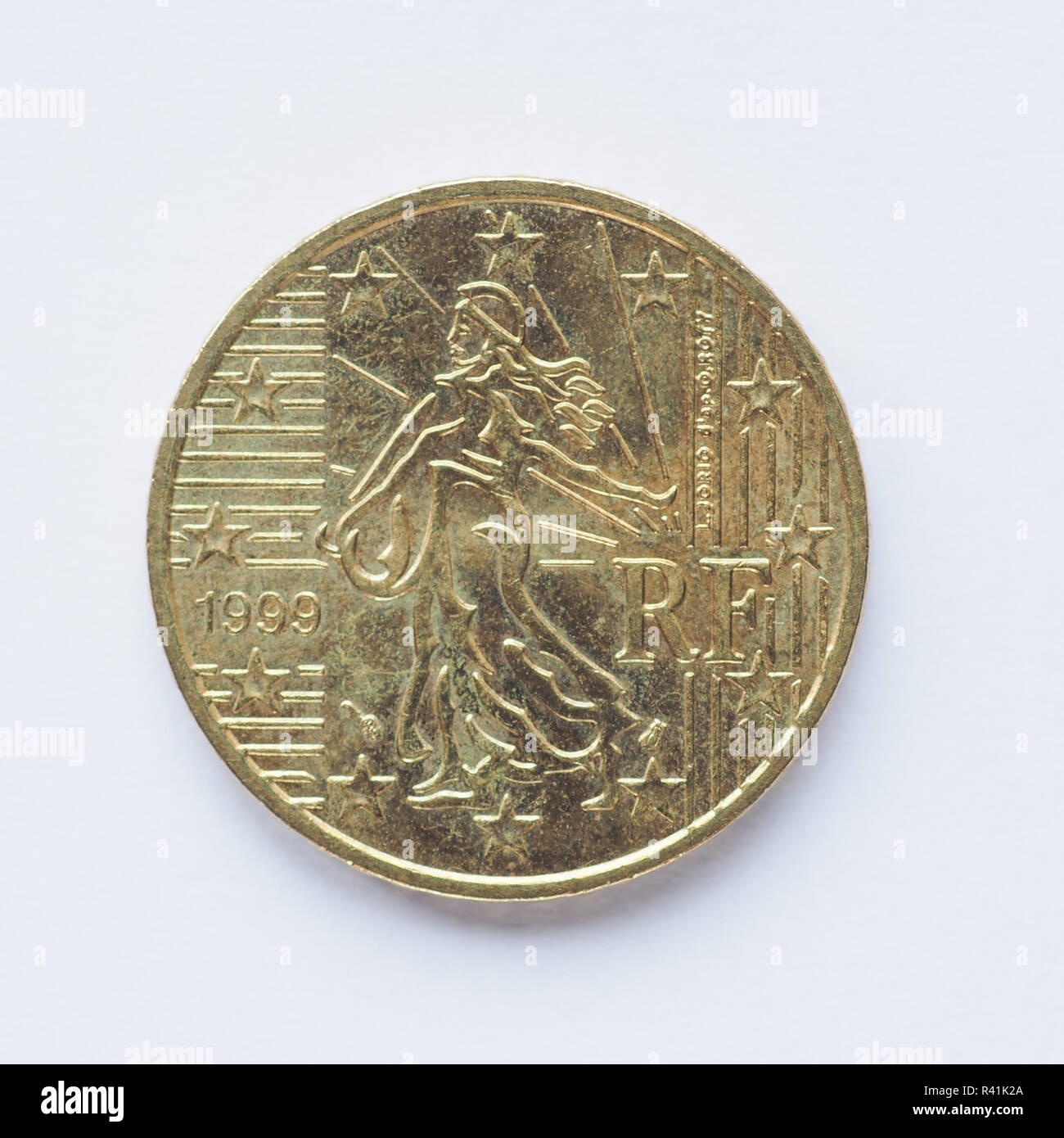 Pièce de 50 cents en français Banque D'Images