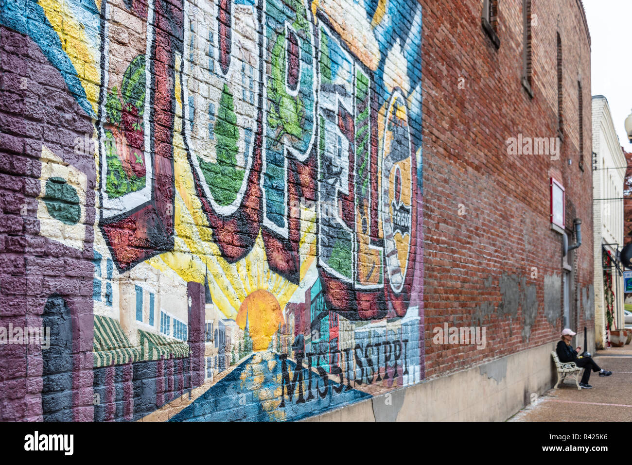 Le centre-ville de Tupelo, Mississippi photo murale art. (USA) Banque D'Images