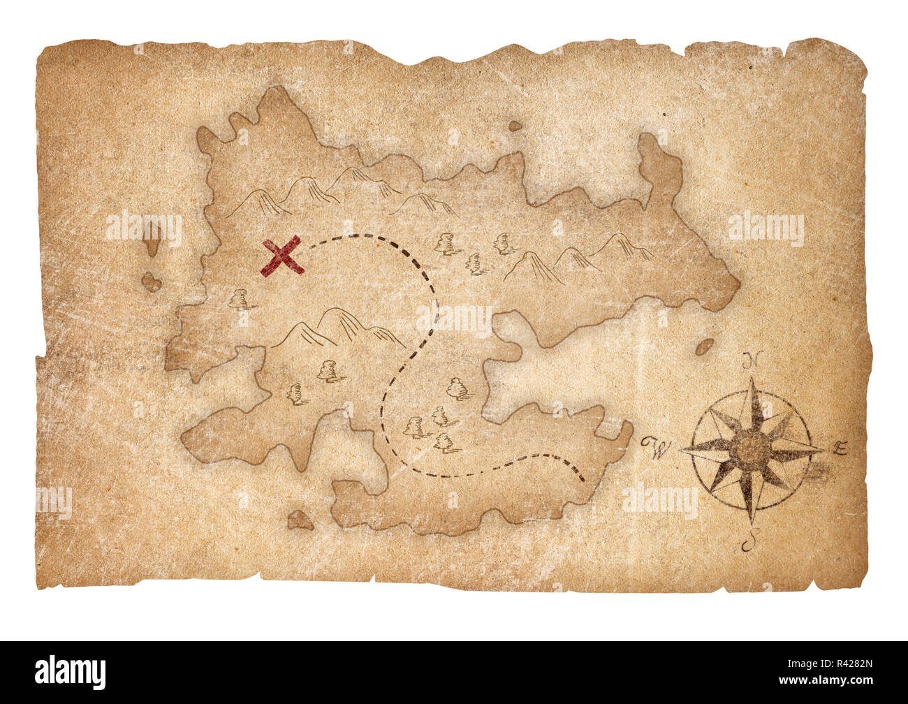 Carte au trésor des pirates isolated on white with clipping path Banque D'Images