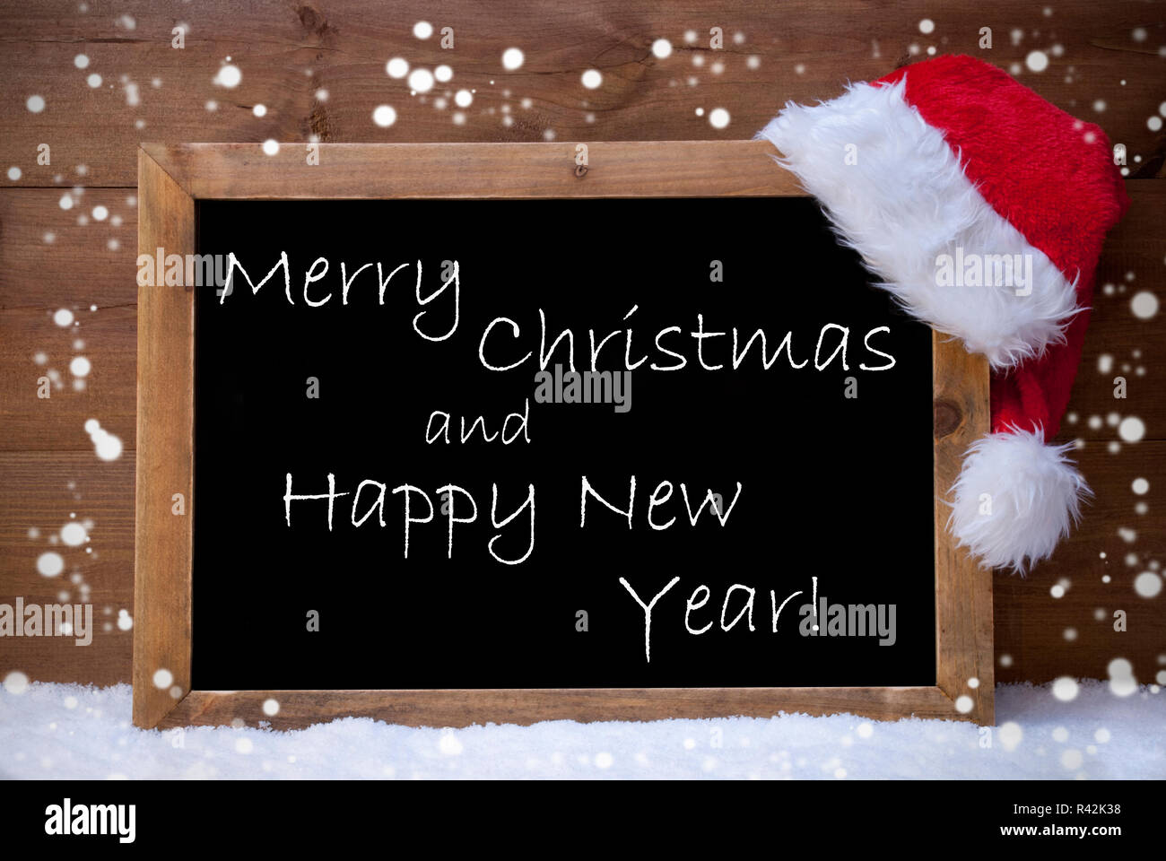 Carte Tableau Joyeux Noel Bonne Annee Flocons Photo Stock Alamy