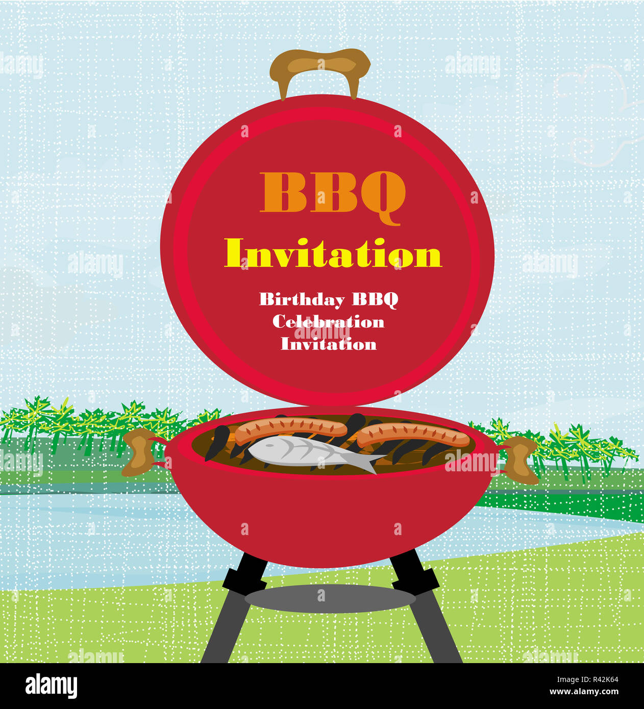 Vintage Barbecue Party Invitation Grill Card Abstract Banque D Image Et Photos Alamy