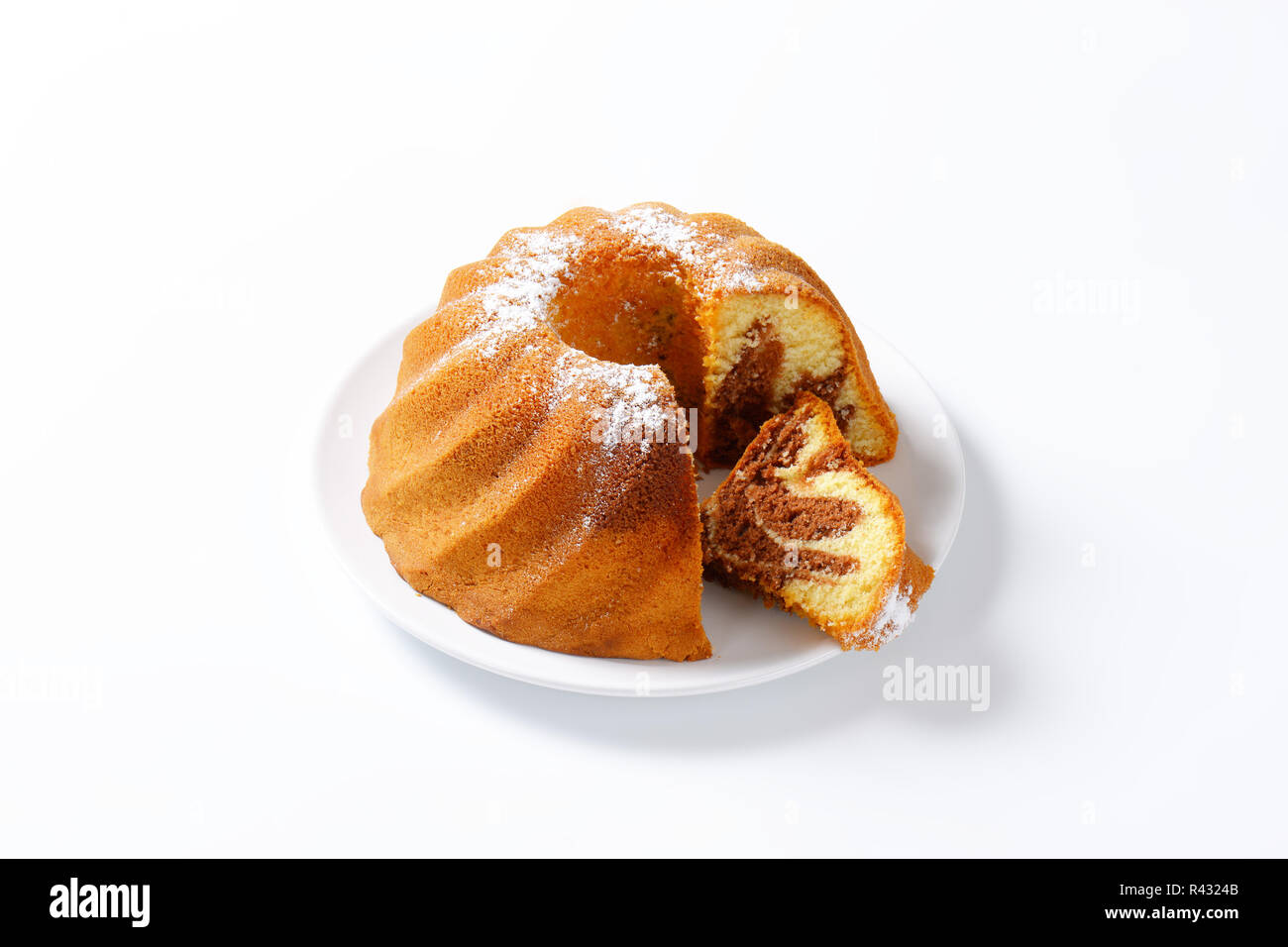 Chocolat et vanille Gâteau Kugelhopf Banque D'Images