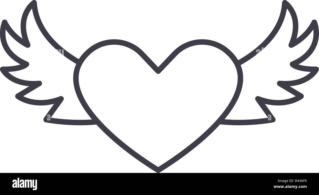 L'icône de la ligne du coeur avec des ailes concept. Coeur avec des