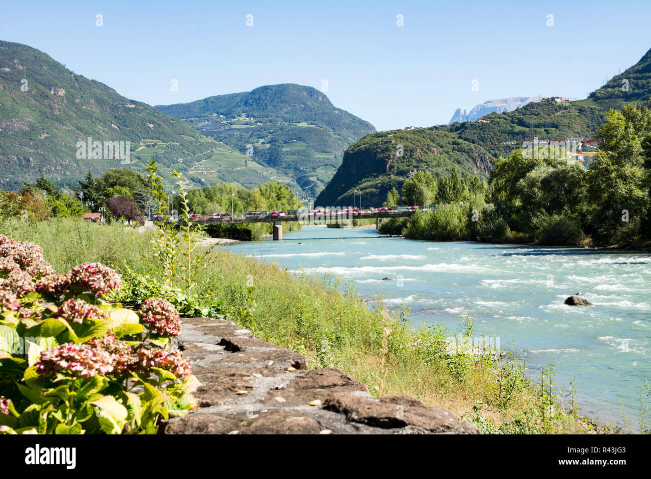 Dans la rivière Adige Bolzano Banque D'Images