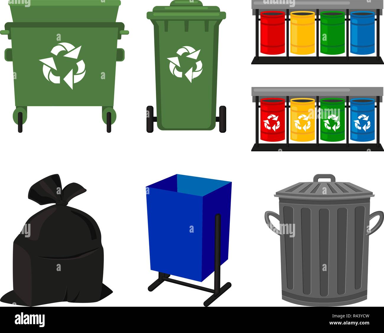 Cartoon couleur corbeille collection element Illustration de Vecteur