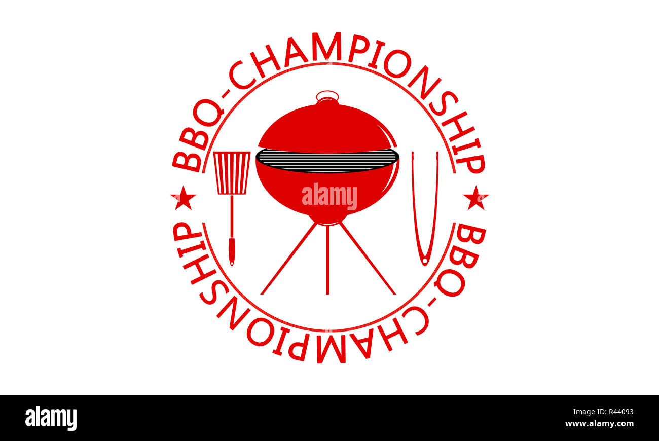 Barbecue rouge comme logo du championnat et l'illustration. Banque D'Images