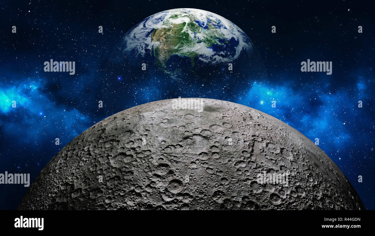 La planète Terre à l'univers ou l'espace, de la Terre et de la galaxie dans une nébuleuse nuages Banque D'Images