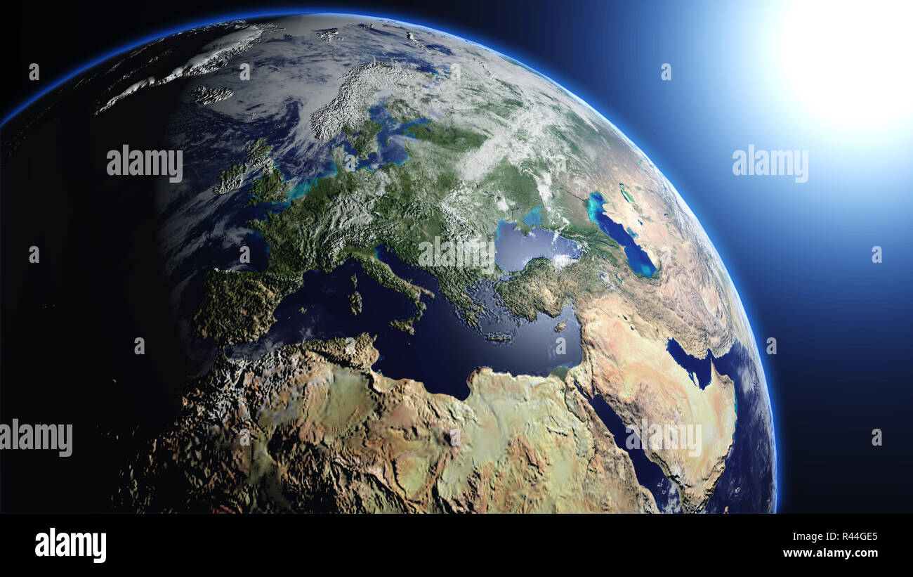 La planète Terre à l'univers ou l'espace, de la Terre et de la galaxie dans une nébuleuse nuages Banque D'Images